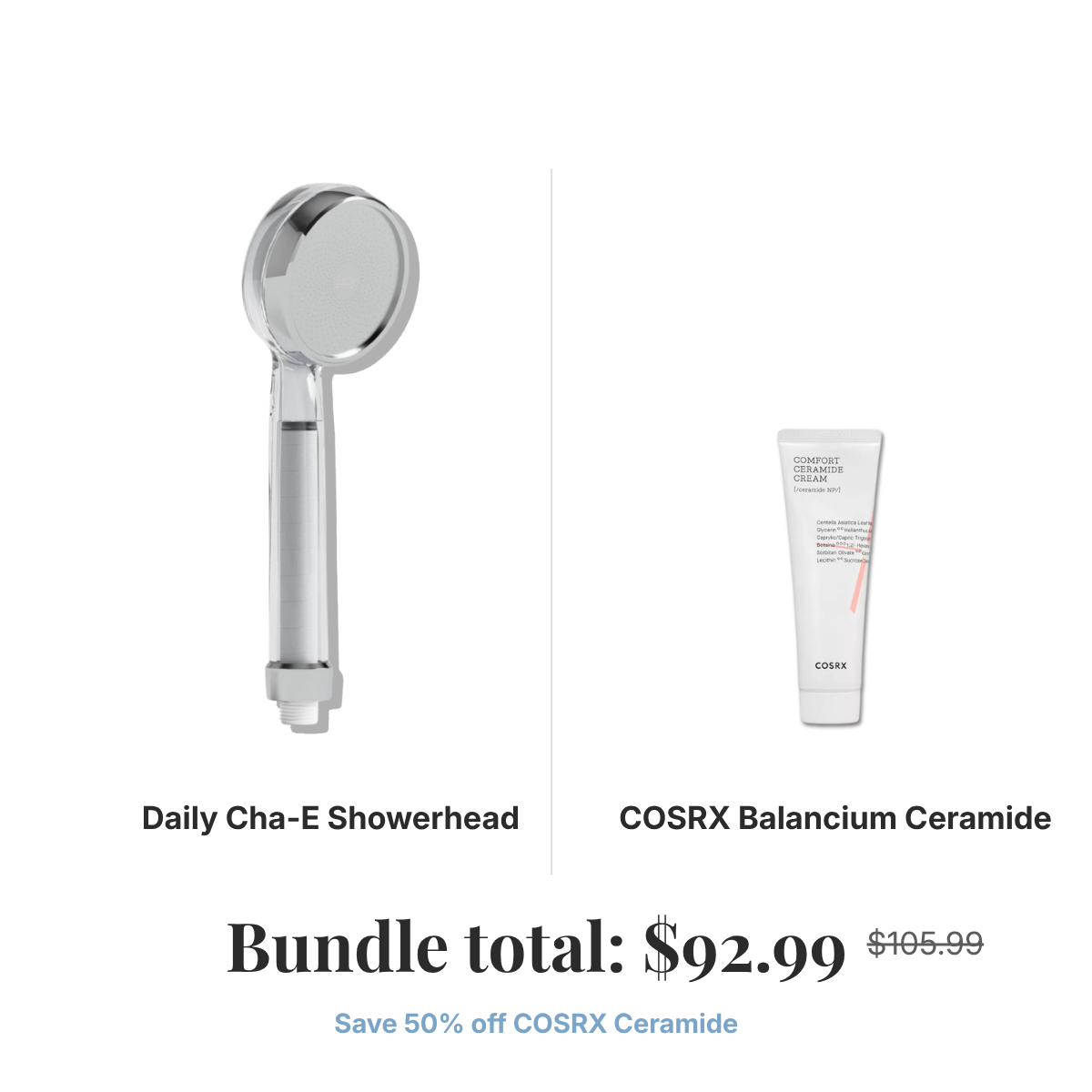 Comfort Bundle — Filtered Showerhead + COSRX Balancium Ceramide Cream